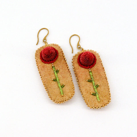 Tufted Rose Bud Beaded Earrings - Arts and Heritage Foundation St. Albert