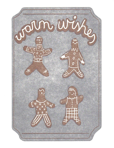 Letterpress Printed Christmas Cards Warm Wishes Ginger Bread - Arts and Heritage St. Albert