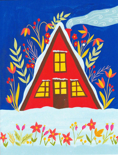 Holiday Greeting Cards by Nabeela Rumi Winter Cabin - Arts and Heritage St. Albert