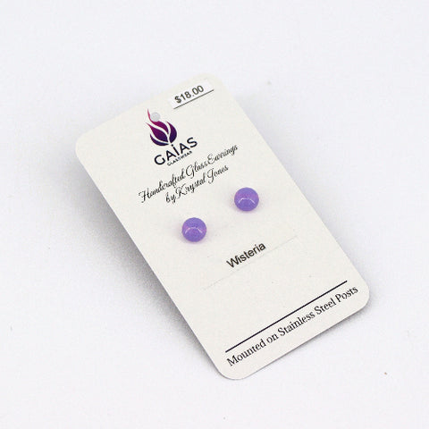 Handcrafted Glass Stud Earrings Wisteria - Arts and Heritage St. Albert