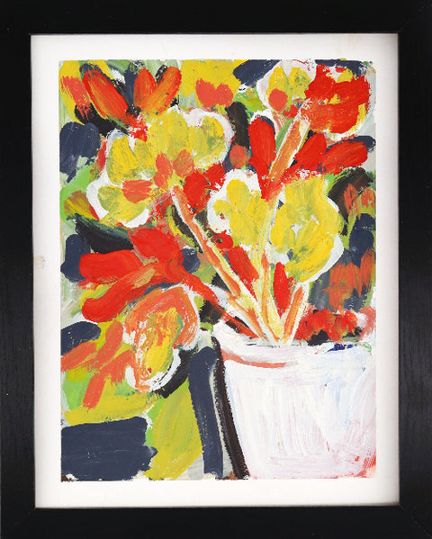 'Yellow Violets' Original Mixed Media Painting by Meghana Gauthier