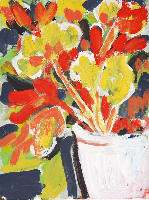 'Yellow Violets' Original Mixed Media Painting by Meghana Gauthier