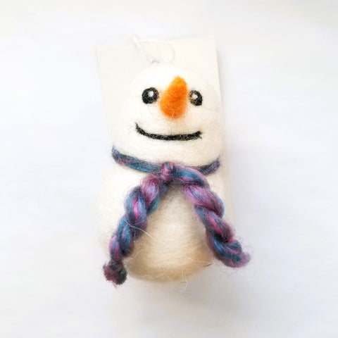 Felted Snowmen Ornaments Purple & Blue Scarf - Arts and Heritage St. Albert