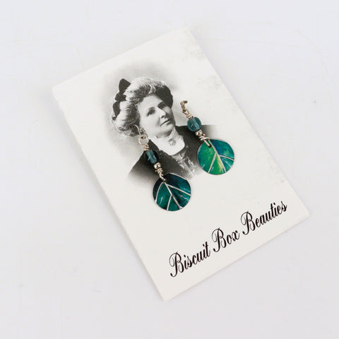 Upcycled Biscuit Box Circular Dangle Earrings Style 8 - Arts and Heritage St. Albert