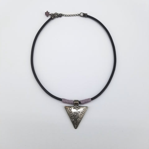 Mystic Triangle Leather Choker Necklace