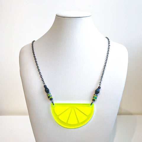 Neon Lemon Slice Necklace