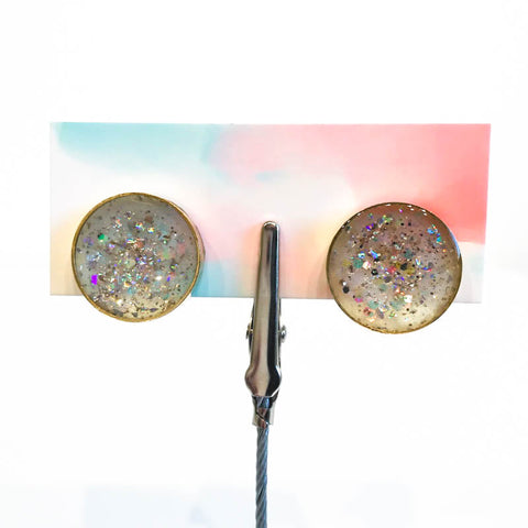 Large Resin Earrings With Vintage Glitter