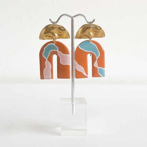 Poly Clay With Bronze Earrings (Round and U Shaped)