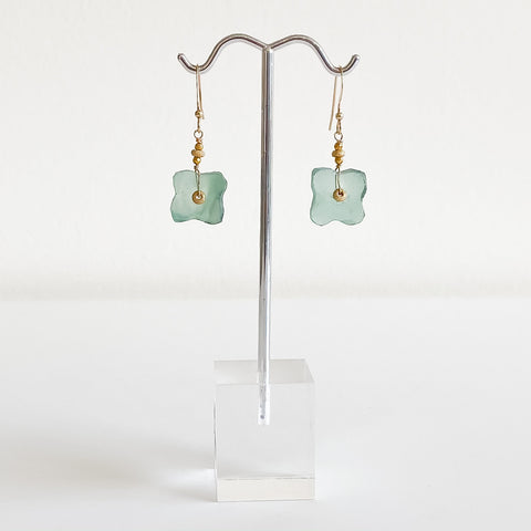 Ancient Glass Earrings on Gold Shepherd's Hook