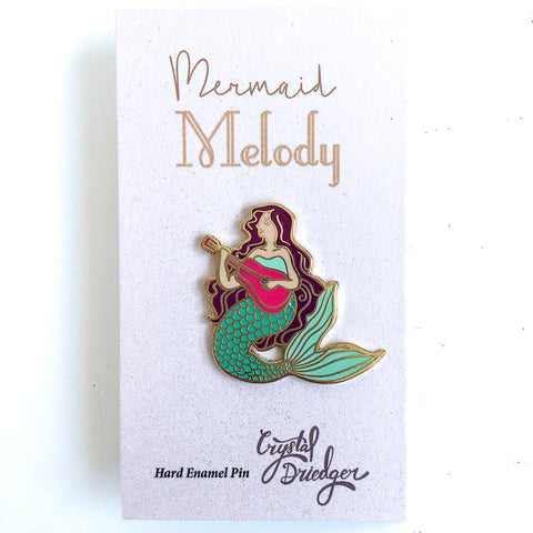Gold Plated Enamel Pin Green Mermaid - Arts and Heritage St. Albert