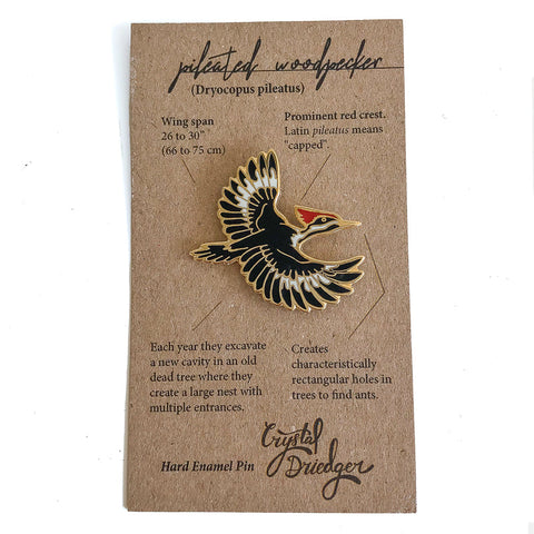 Gold Plated Enamel Pin Woodpecker - Arts and Heritage St. Albert