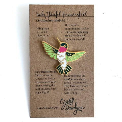 Gold Plated Enamel Pin Ruby Throated Hummingbird - Arts and Heritage St. Albert