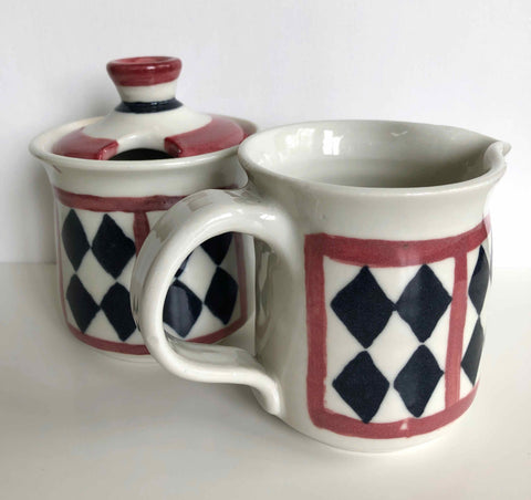 Checkers Cream and Sugar Set