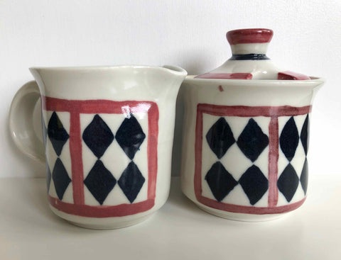 Checkers Cream and Sugar Set