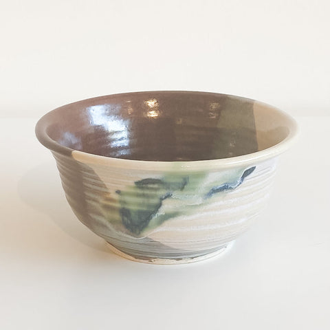 Round Bowl With Brown & Green