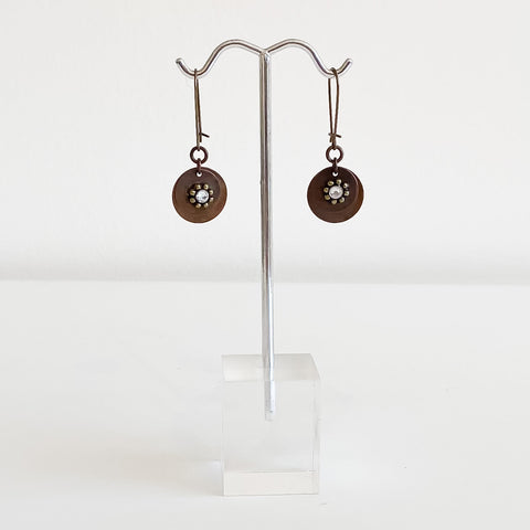 Flame Kissed Copper Flower Spacer Swarovski Earrings - Arts and Heritage St. Albert