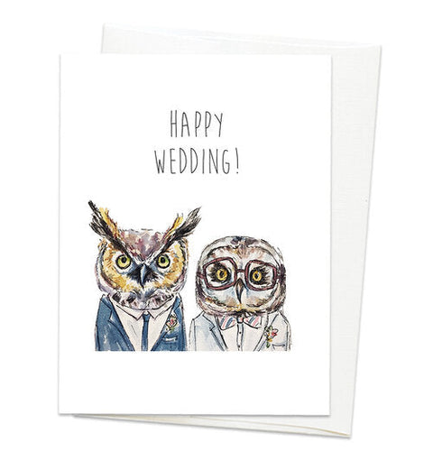 Gloria Ho Illustrations Cards Happy Wedding - Owls - Arts and Heritage St. Albert