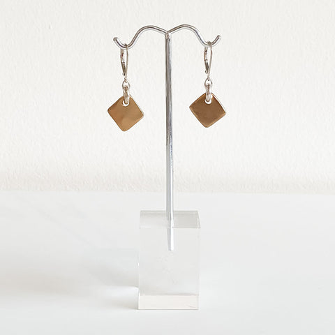Contour Collection - Bronze Diamonds on Sterling Silver Hooks