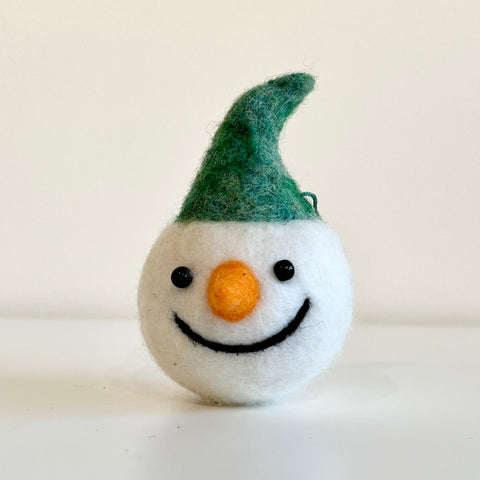 Felted Snowman Head Ornament