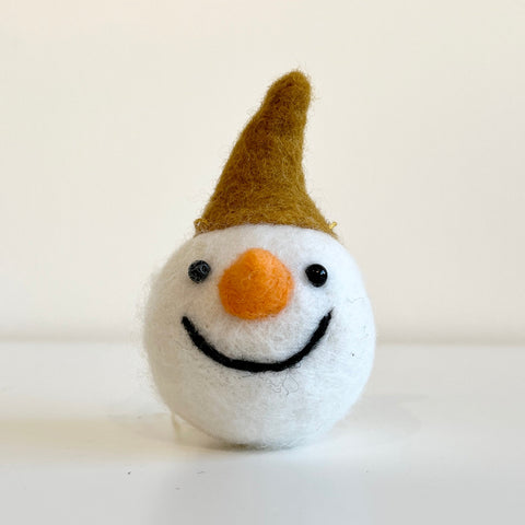 Felted Snowman Head Ornament