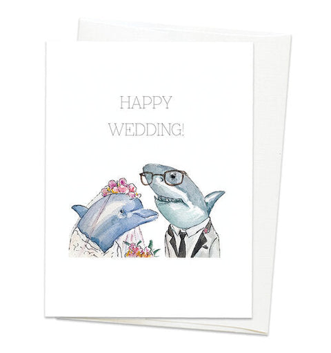 Gloria Ho Illustrations Cards Happy Wedding - Shark & Dolphin - Arts and Heritage St. Albert