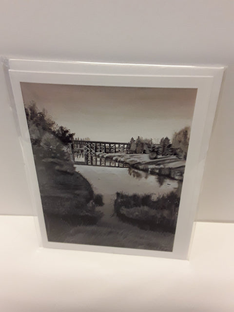 Memory Roth greeting cards Trestle Bridge b & w - Arts and Heritage St. Albert